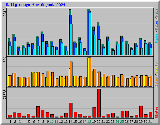 Daily usage for August 2024