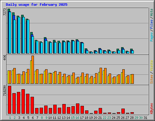 Daily usage for February 2025