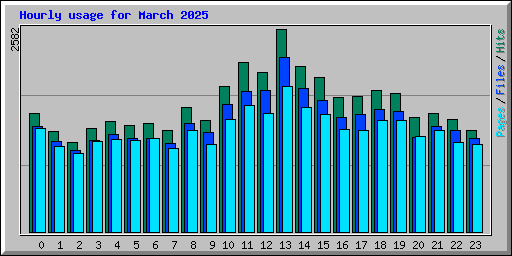 Hourly usage for March 2025